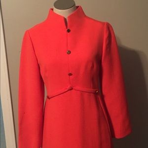 Bright orange vintage dress w golden buttons !